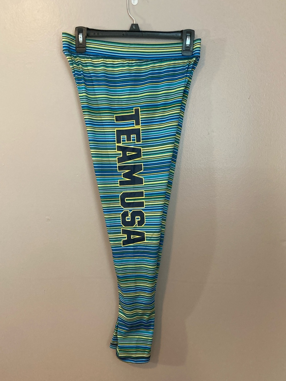 Woman’s Striped Leggings with TEAM USA Graphic - Blue/Green
